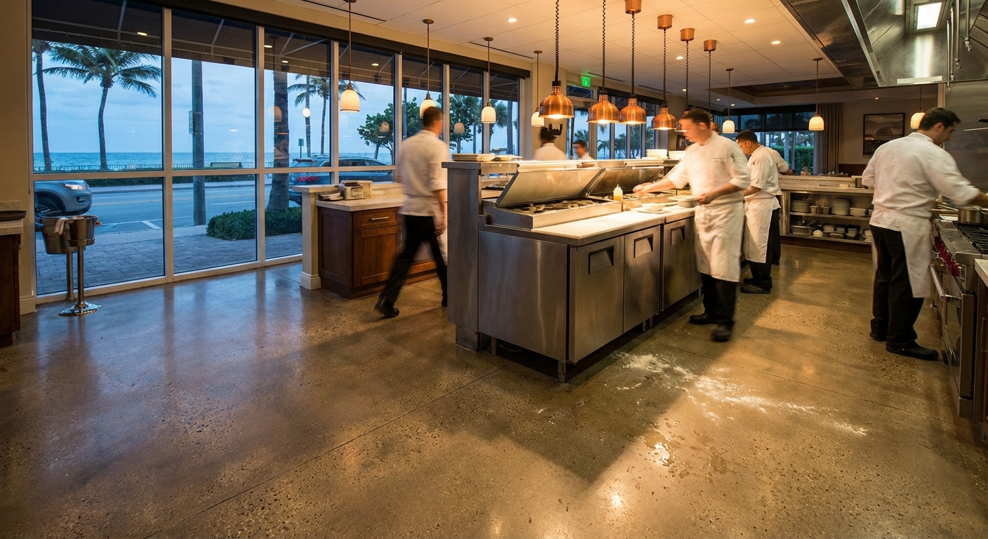 Restaurant & Hospitality Floors Built for Busy Kitchens and Dining Rooms in Palm Beach