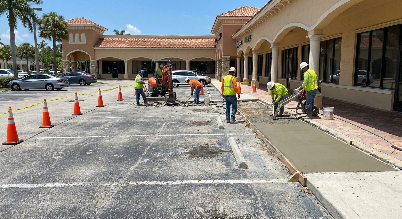 Parking Lot and Sidewalk Resurfacing in Palm Beach