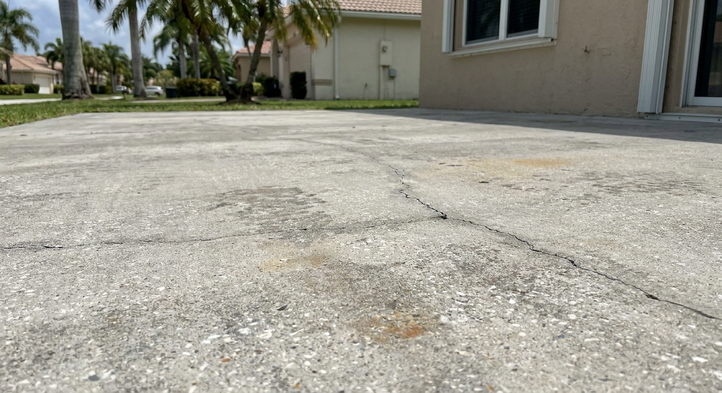 Resurfaced concrete floor in Palm Beach County home ready for sale