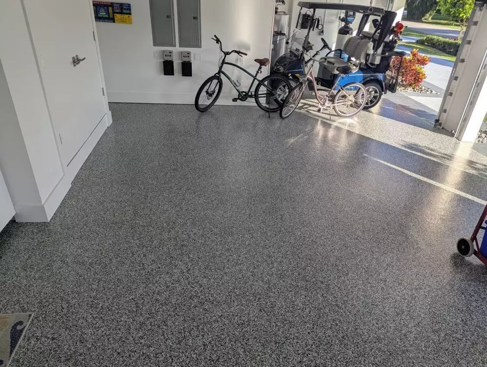Epoxy flooring for garage floors in Palm Beach County showing durability and style